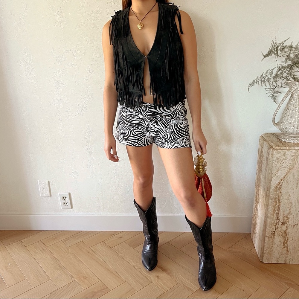 Vintage Boho Festival Suede Fringe Vest sz S / M - Picture 3 of 8